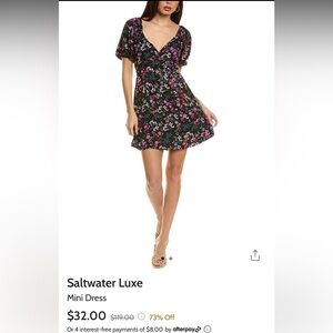 Saltwater Luxe Black and Pink Mini Dress